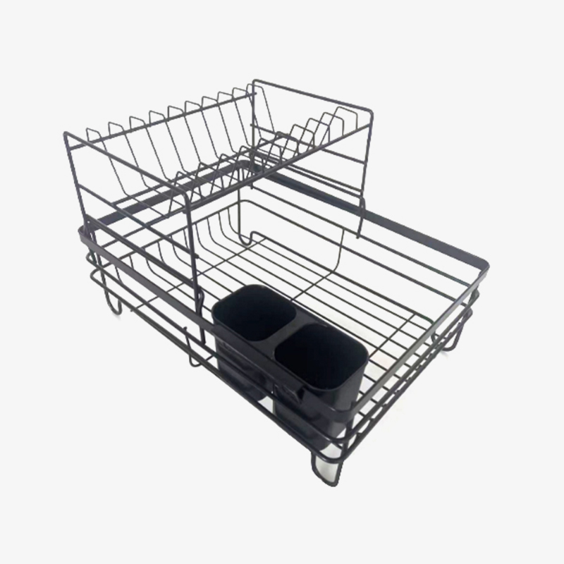 X-Large Black Stainless Steel 2-Tier Dish Drying Rack