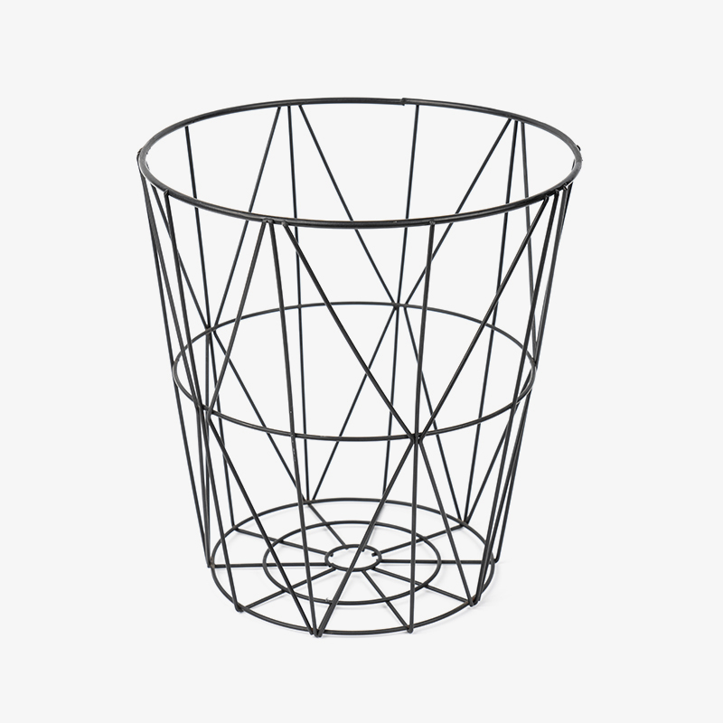 Black Round Wire Mesh Trash Can para sa Opisina at Silid-tulugan