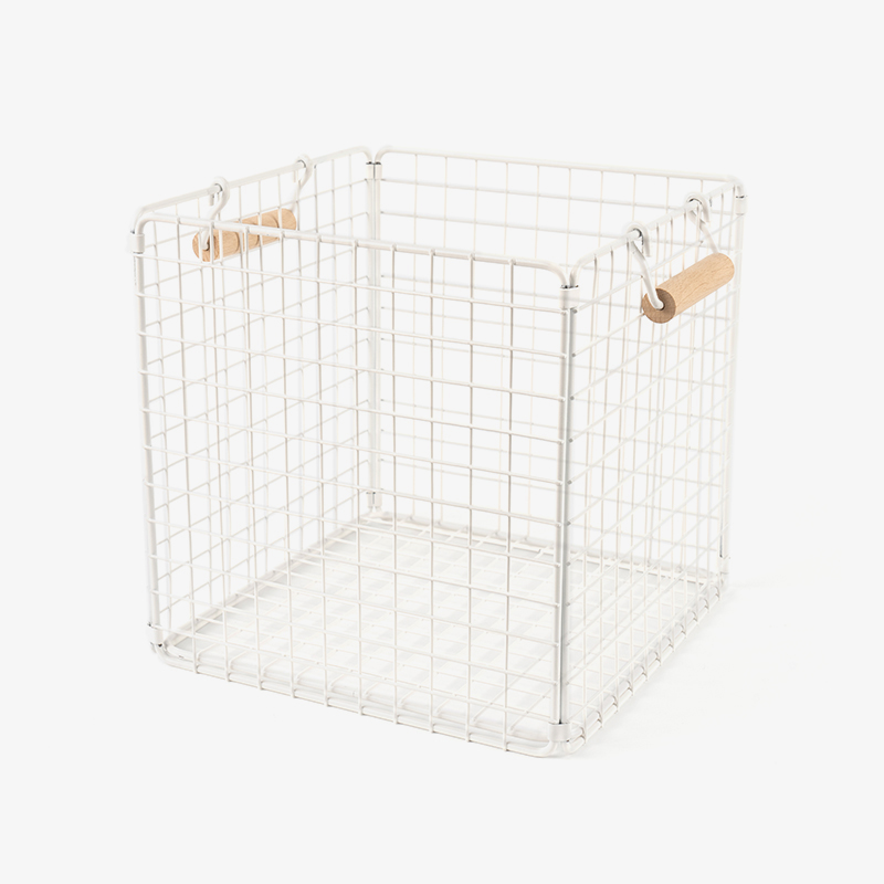 Mga Wire Storage Basket na may Wooden Handle para sa Pantry