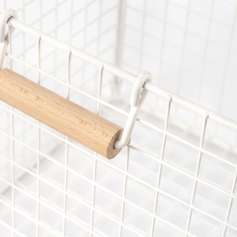 Mga Wire Storage Basket na may Wooden Handle para sa Pantry