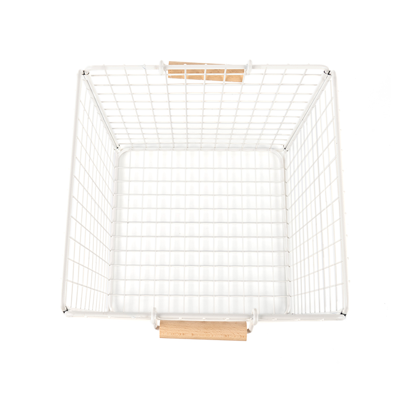 Mga Wire Storage Basket na may Wooden Handle para sa Pantry