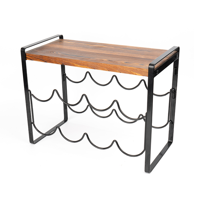 Mga Bote ng Wine Rack sa Rustic Wood Countertop Hindi Kailangang Pag-assemble