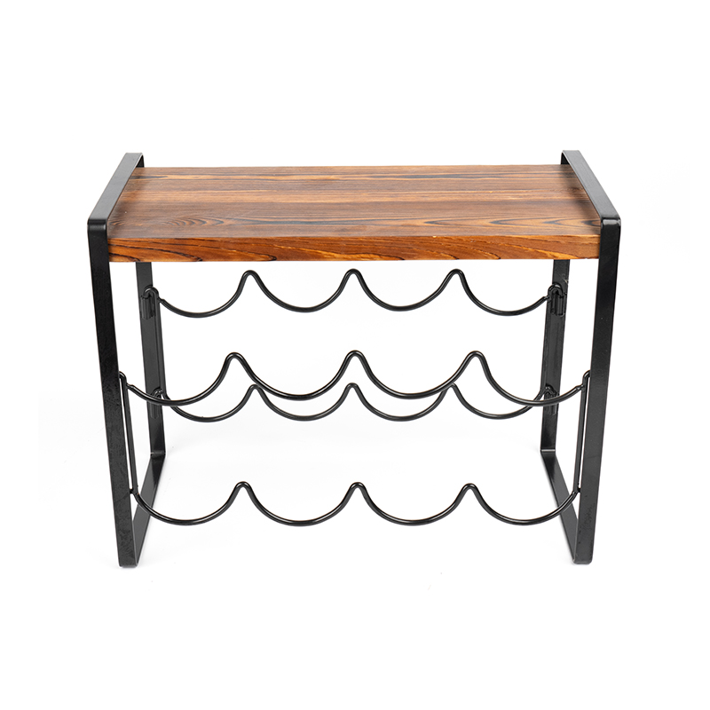 Mga Bote ng Wine Rack sa Rustic Wood Countertop Hindi Kailangang Pag-assemble