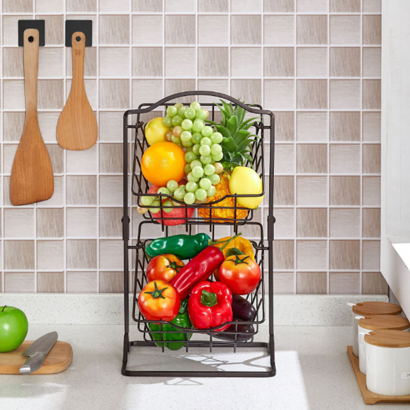 2-Tier Metal Fruit Basket para sa Kitchen Counter